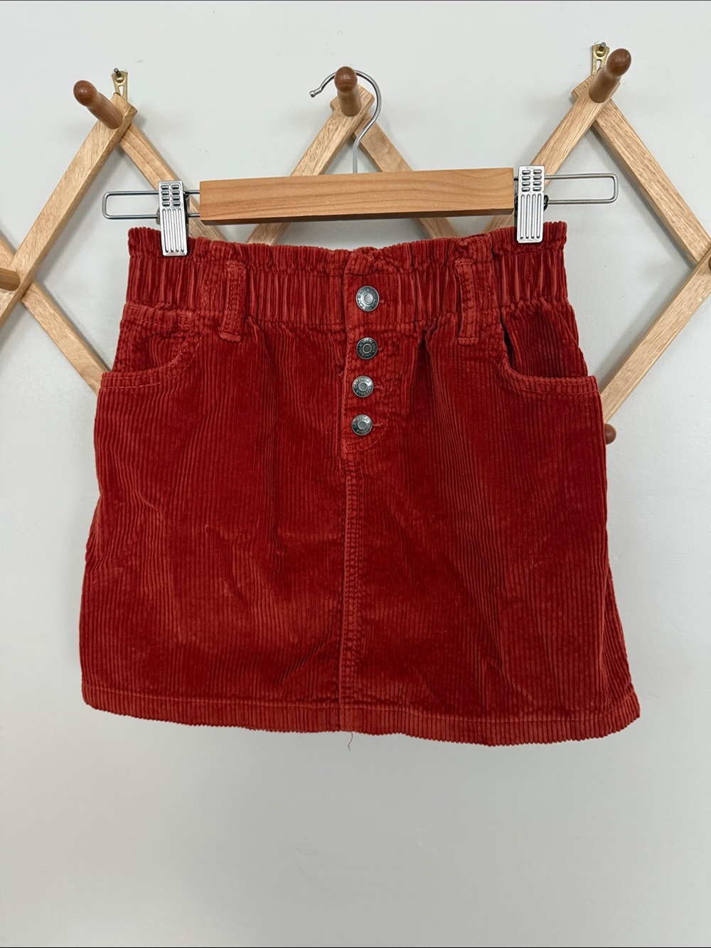 Cat & Jack Girls 8 Burnt Orange Corduroy Button Front A-Line Skirt